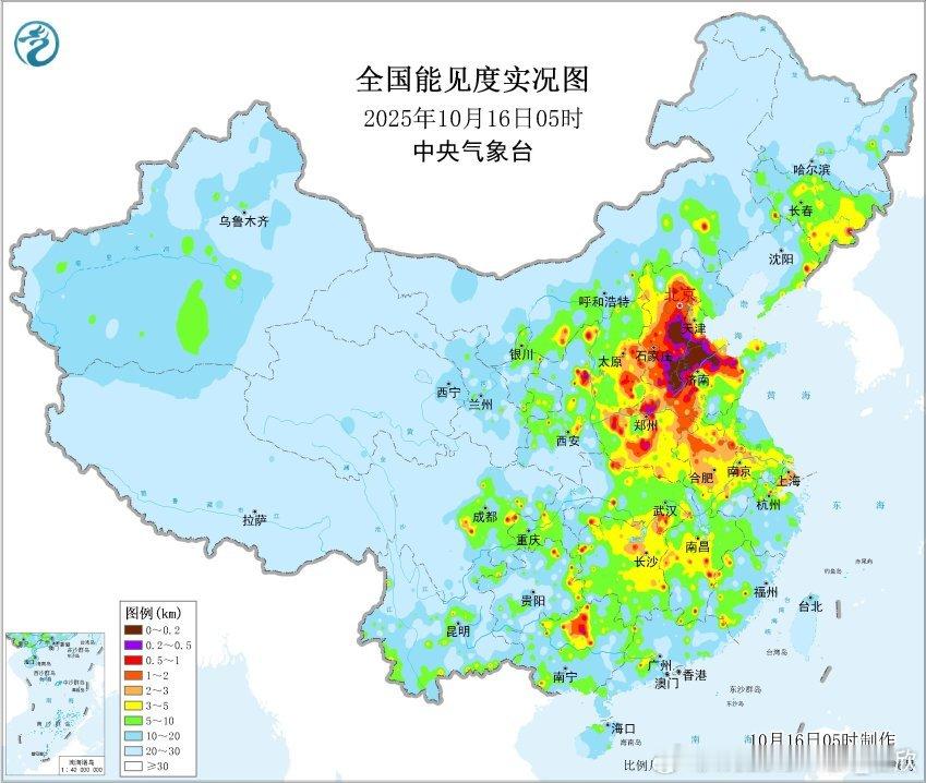 【大雾】今晨在河北中南部、山东西北部一带出现大雾，部分站点出现能见度不足200米