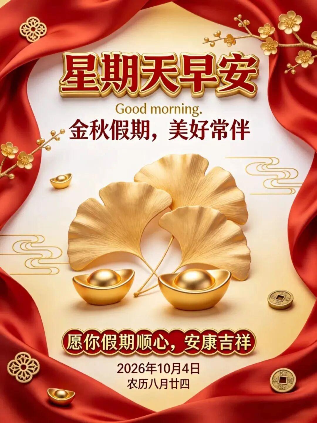 ²⁰²⁶/₁₀.₀₄ᵕ̈ʜᴇʟʟᴏ十月清晨，风轻云淡，最适合安放一颗从容的心