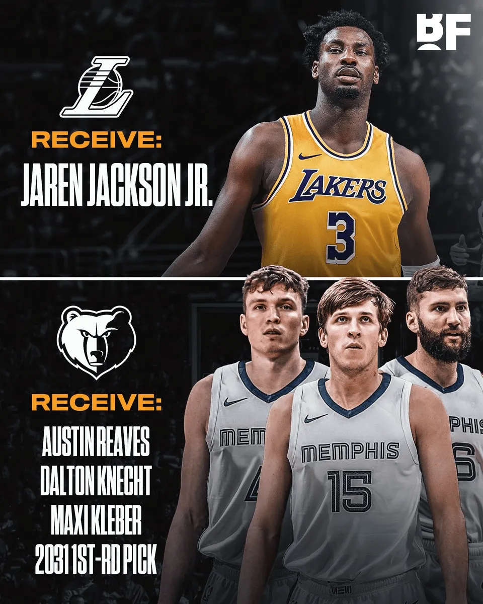 美媒BasketballForever晒出一组围绕湖人与灰熊之间的交易：湖人