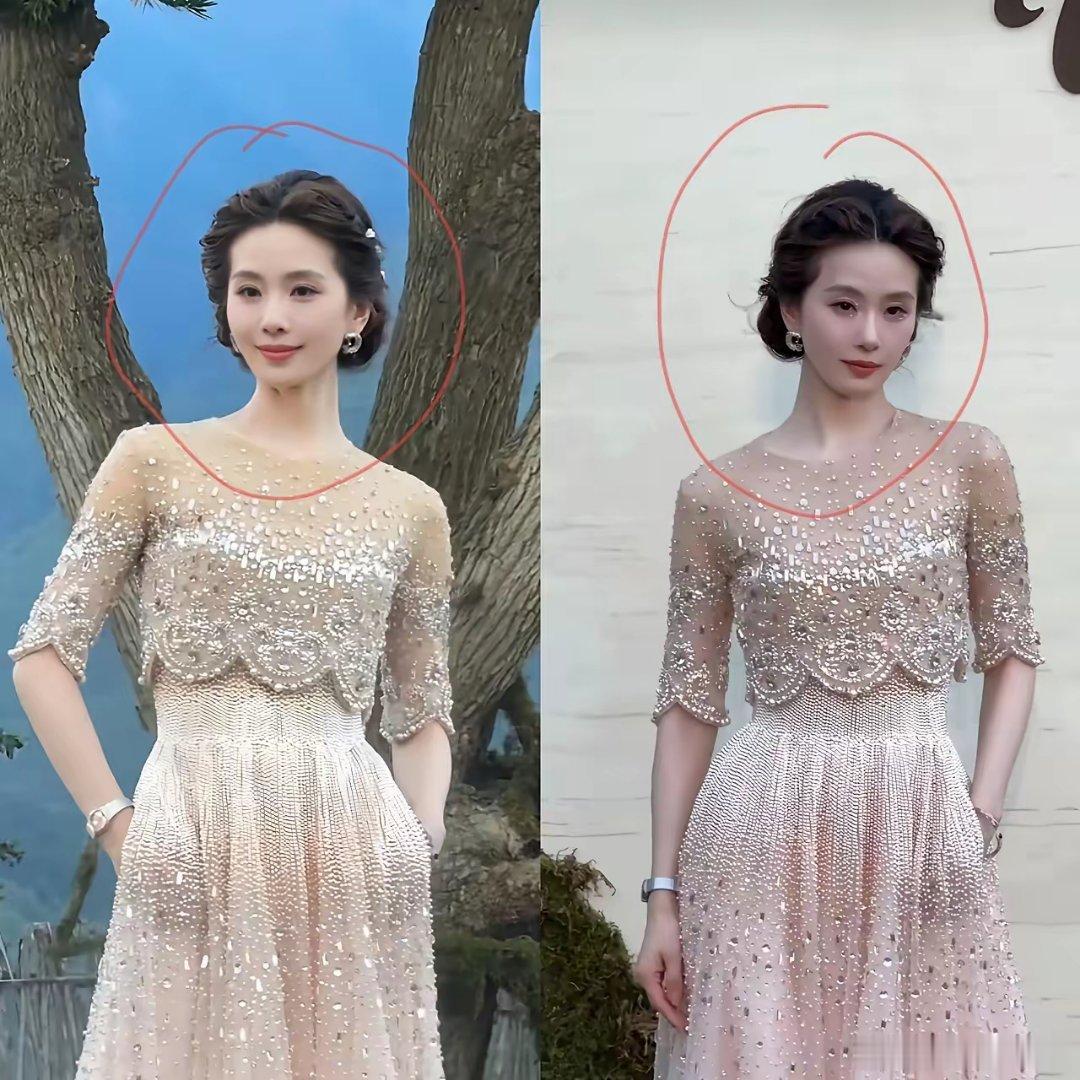 我能接受刘诗诗变老也能接受她穿裸粉的裙子但是我真的不能接受，都39岁了还硬凹模特