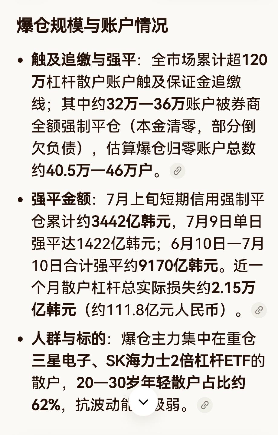 韩国的小登们真是无知者无畏啊，加着杠杆在股市里猛冲猛打，这下几个波动就爆仓了！爆
