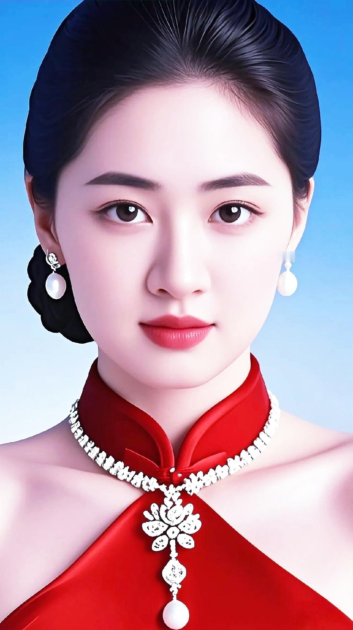 优雅红衣美人，珠宝闪耀，气质非凡！