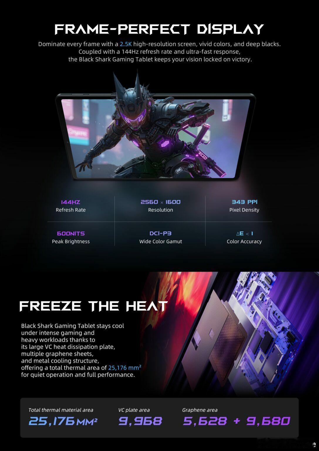 黑鲨电竞小平板全球上市：8.8英寸2500*1600p144HzLCD屏幕，