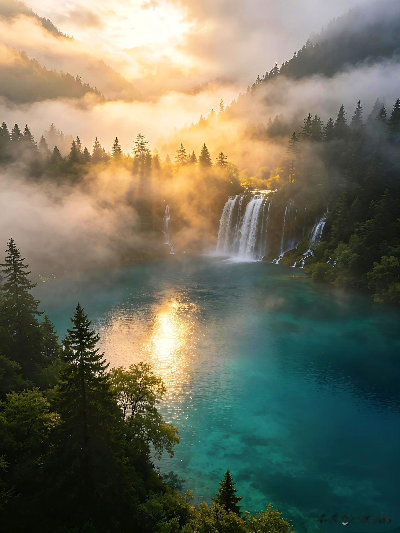 云雾缭绕的人间仙境，向往的世外桃源，美不胜收，心旷神怡，美轮美奂，视觉享受！云雾