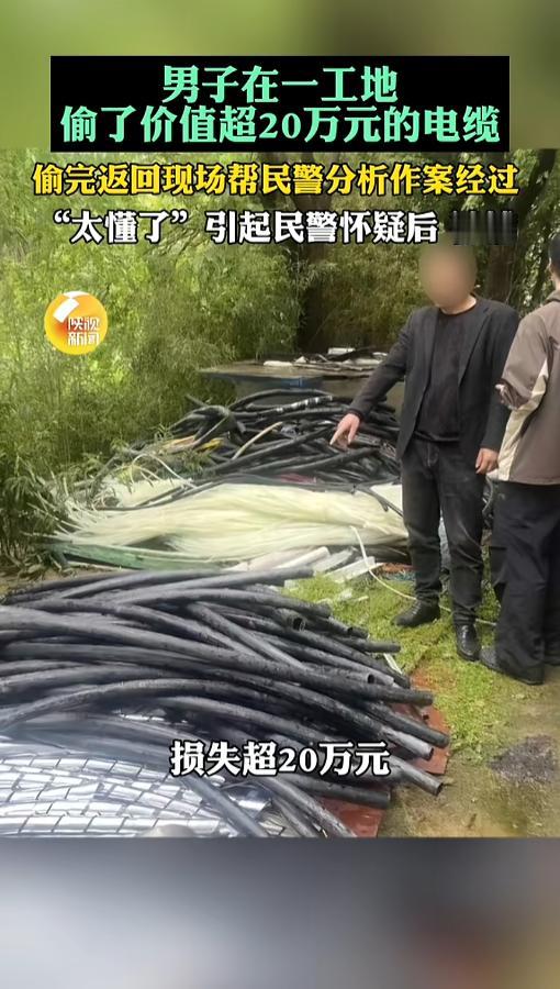 聪明反被聪明误？5月20日报道，浙江温州一起工地电缆盗窃案引发全网热议。一名37