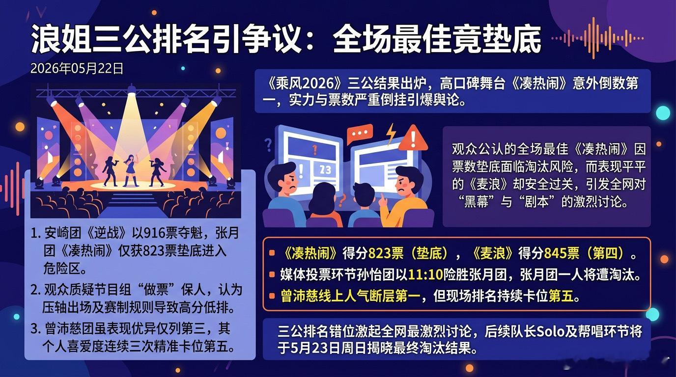 等差票数戳穿体面：浪姐三公，把公平与初心彻底碾碎《乘风2026》三公排名公布，瞬