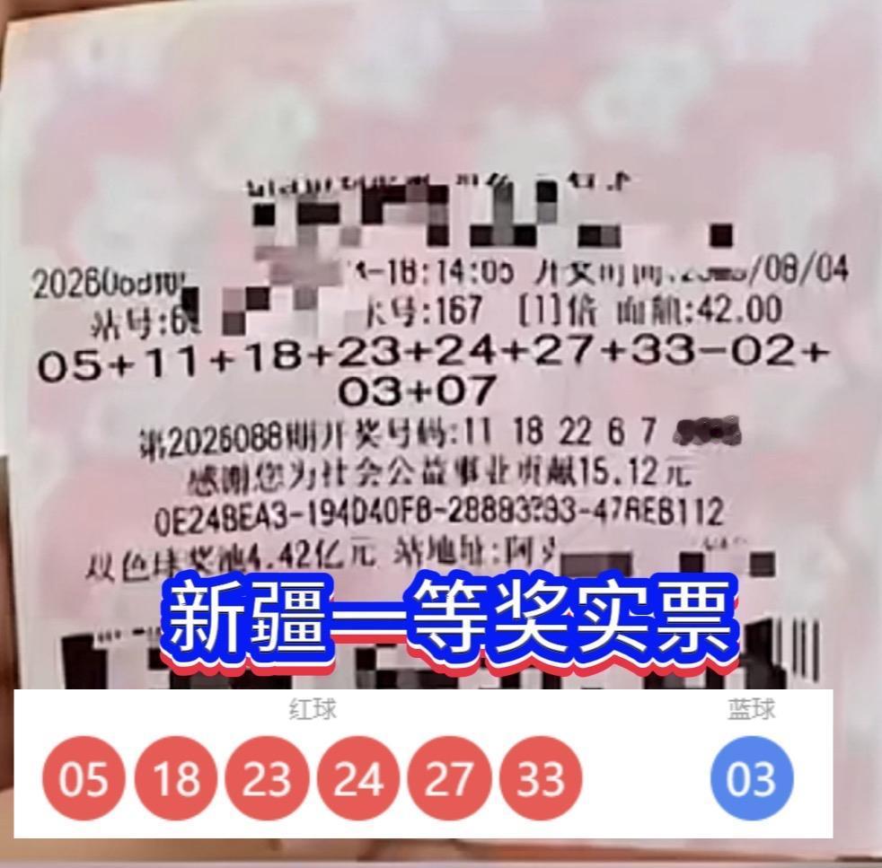 双色球26089期，新疆阿克苏的彩民7+3复式票喜中一等奖1注，二等奖2注，三等