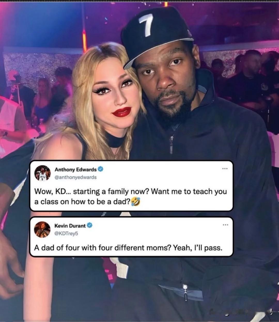 爱德华兹要教杜兰特如何当爸爸？[捂脸哭][捂脸哭]爱德华兹：哇，KD……,