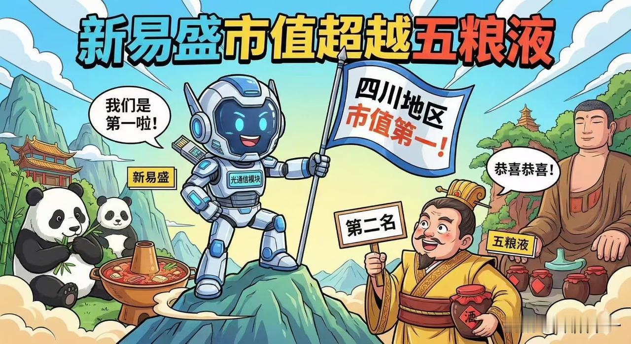 今天，新易盛的市值正式超过五粮液。风水轮流转啊！谁能想到，就在今天，四川资本市场