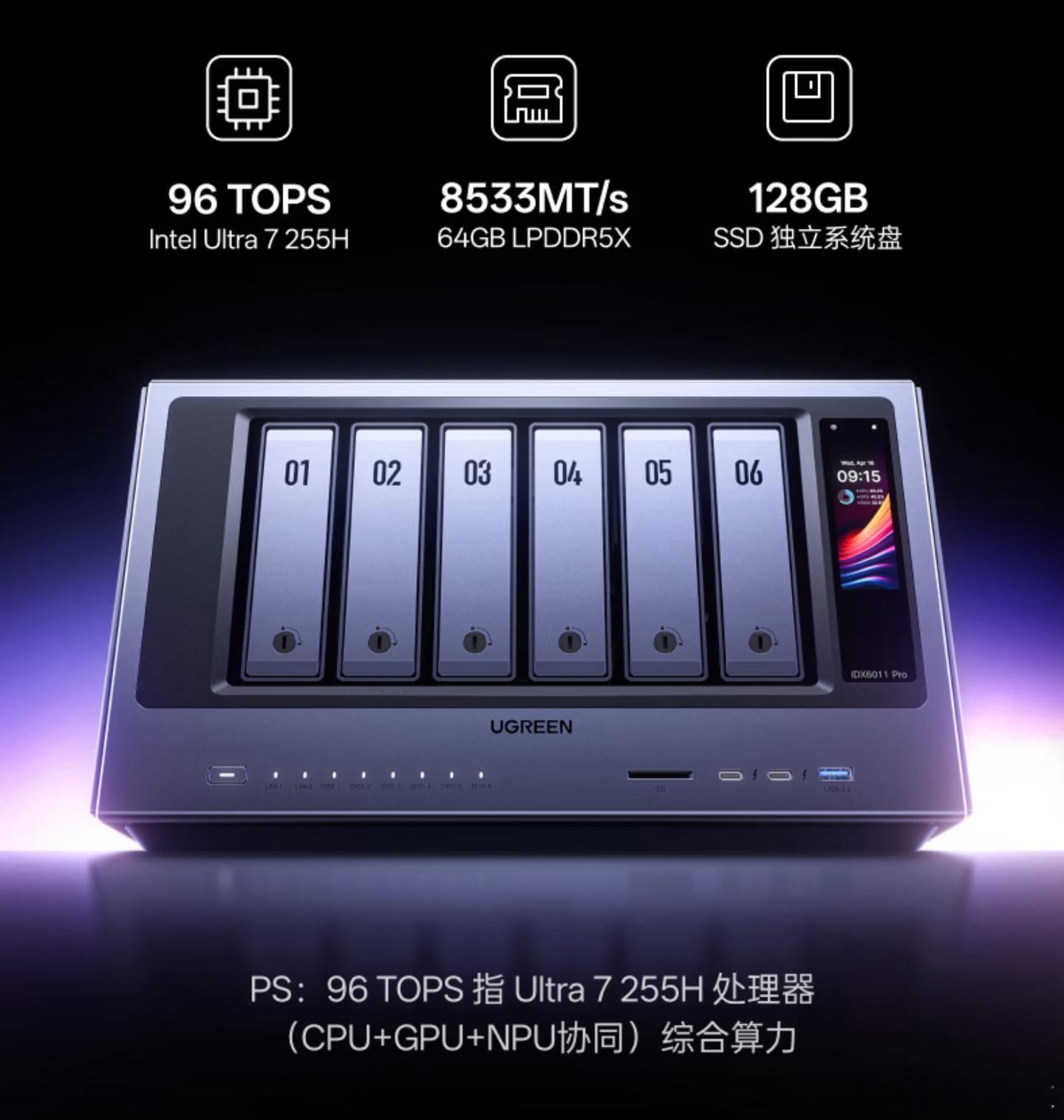 绿联发布AINASiDX6011Pro：酷睿Ultra7255H、内存64GB，首发价15999元该