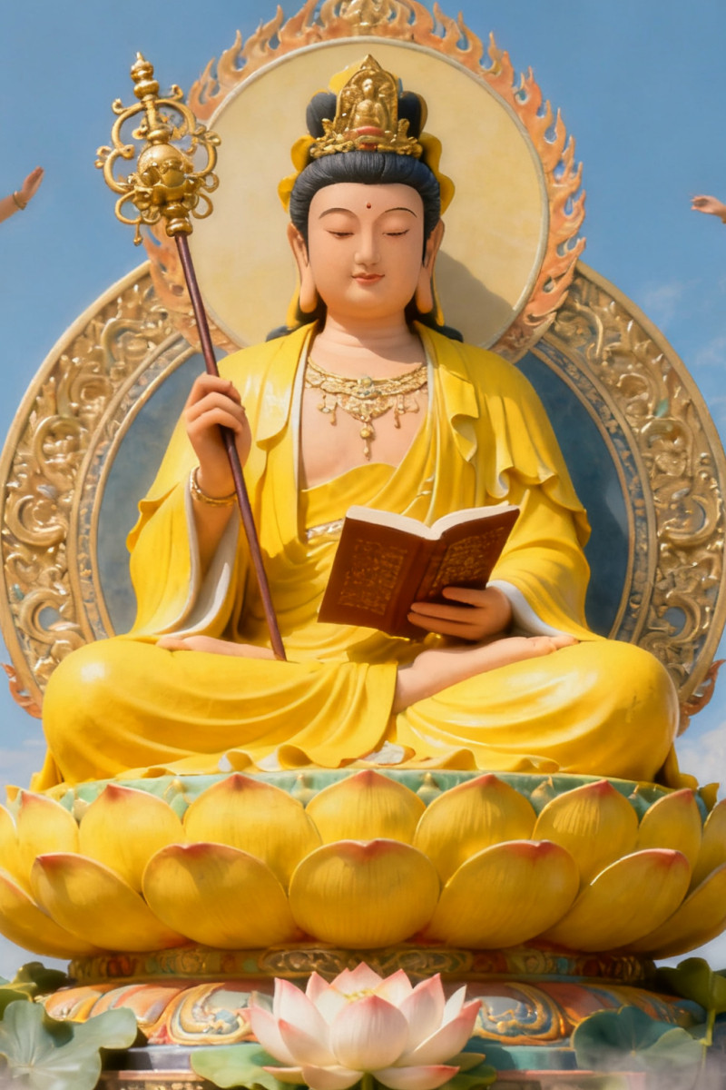 祈文殊菩萨慈悲加持。愿智慧之光破愚痴迷障，福慧双增、诸事顺遂，新岁学业精进、事业