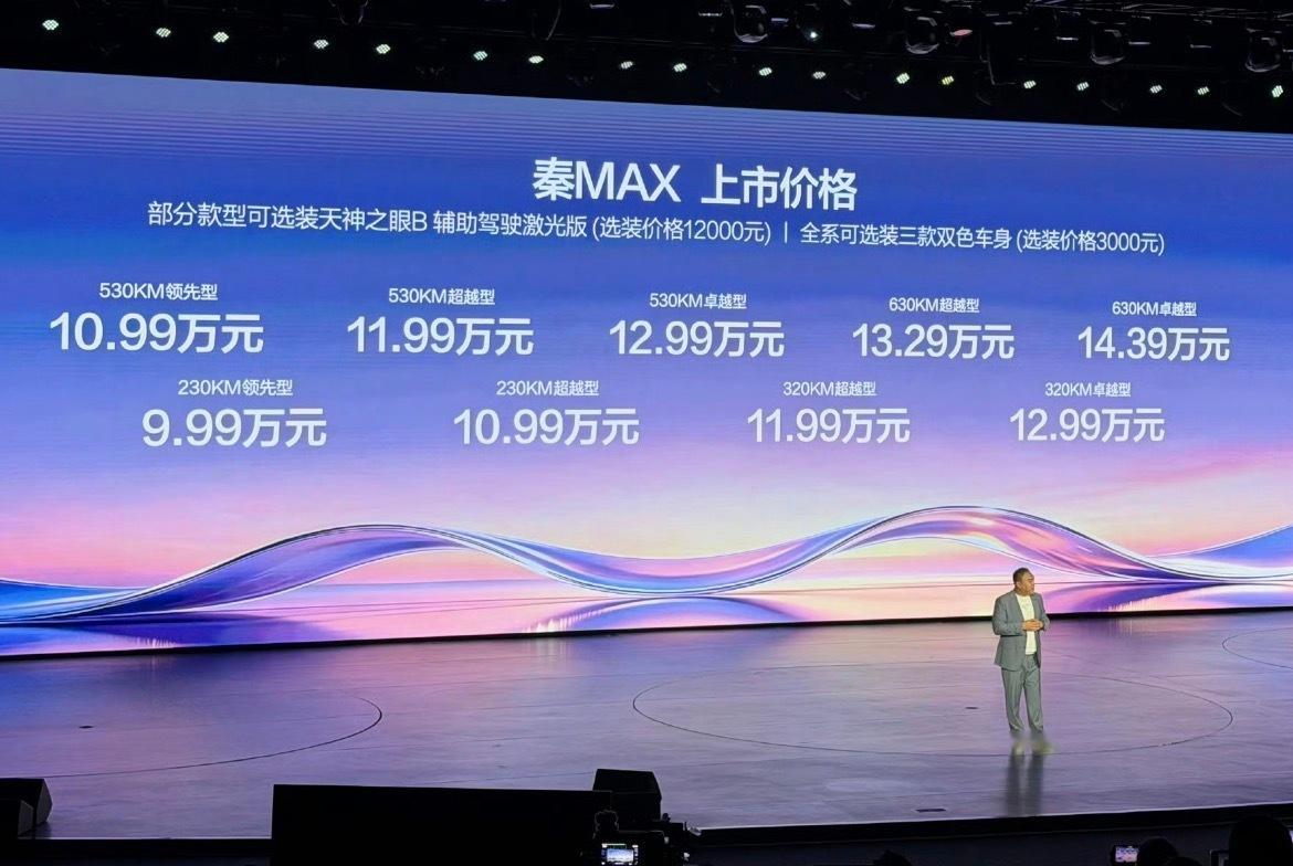 秦MAX上市，9.99万起，这价格什么概念？以前B级轿车起步价普遍在15万以上，