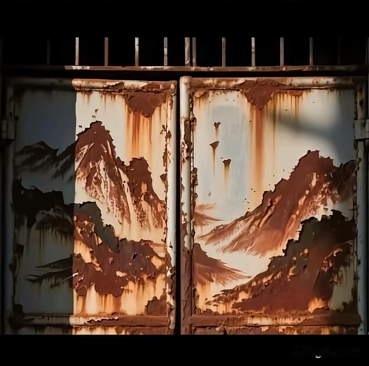 锈迹淌成泼墨山水，老门把岁月画成独一份的风景…