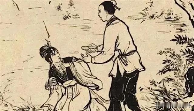 古时，公公带着儿媳去山上砍柴，由于天气炎热，两人干了一会儿活，感觉又累又渴，便坐
