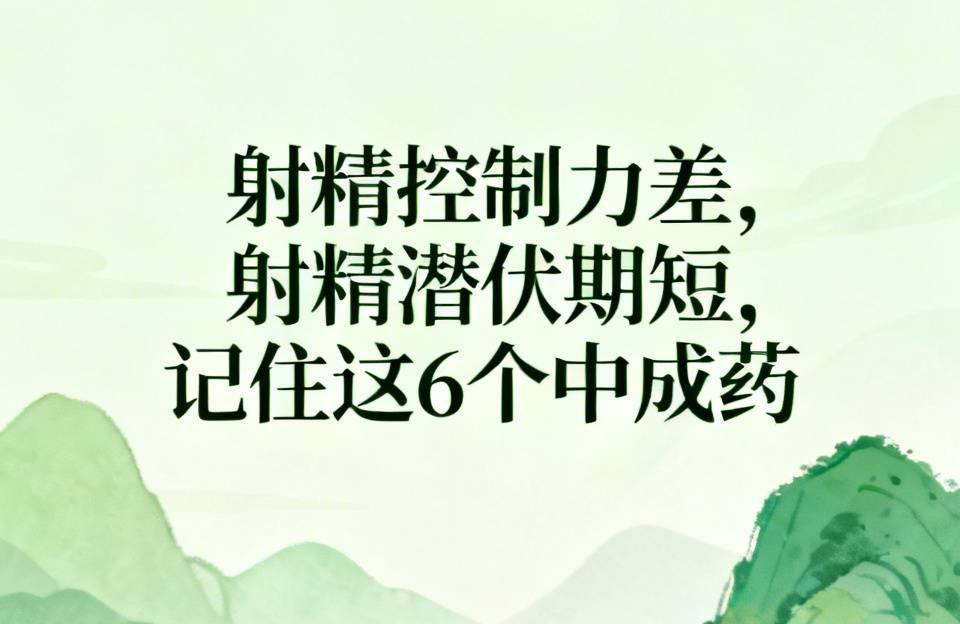 射精控制力差，射精潜伏期短，夫妻生活不持久？记住这6个中成药：1.金锁固精