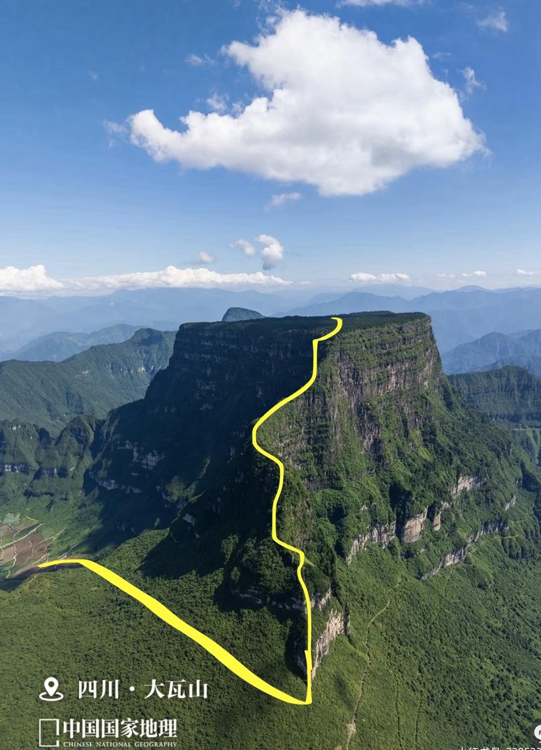 四川大瓦山海拔3236米，说是世界最高桌山一点不为过。想象一下，在古代这里建城堡
