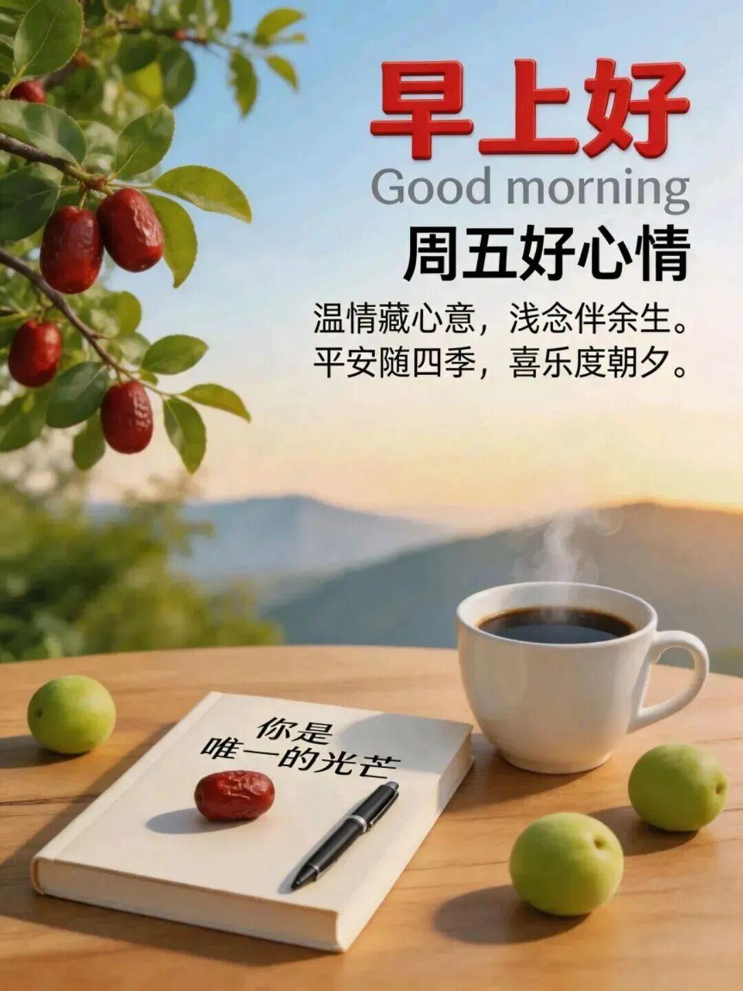 天天一声早上好，心情自然好，不能天天见，心里却惦念，一晃而过的是岁月，一见如故的