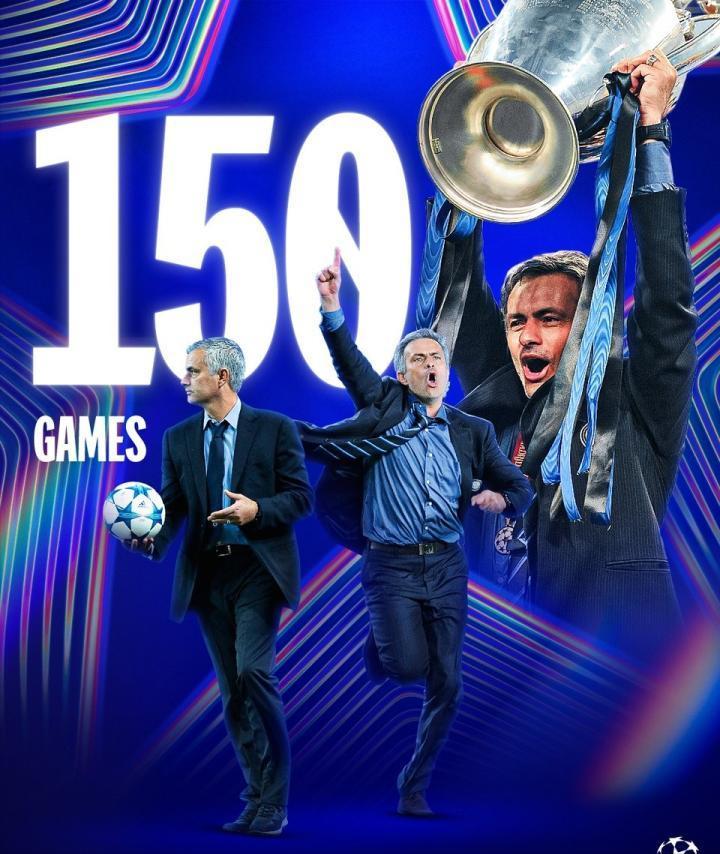 能把一盘沙子，变成混凝土的穆里尼奥，终于迎来了150场欧冠，当欧足联发布这个久违