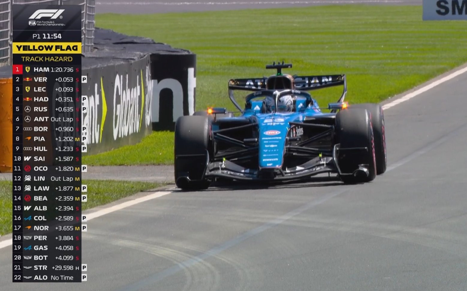 阿尔本的车停在了T10出弯F12026F1澳大利亚大奖赛