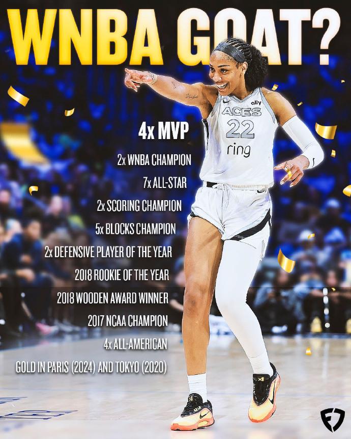 阿贾-威尔逊是不是WNBA的GOAT？目前荣誉：4个常规赛MVP，3个DPOY