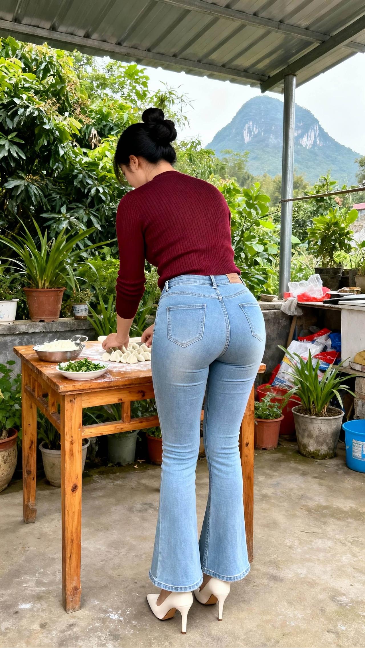 柔润的天光漫过露台的金属棚顶，包饺子的动作轻缓地揉捏着面团的肌理，面皮在木桌上铺