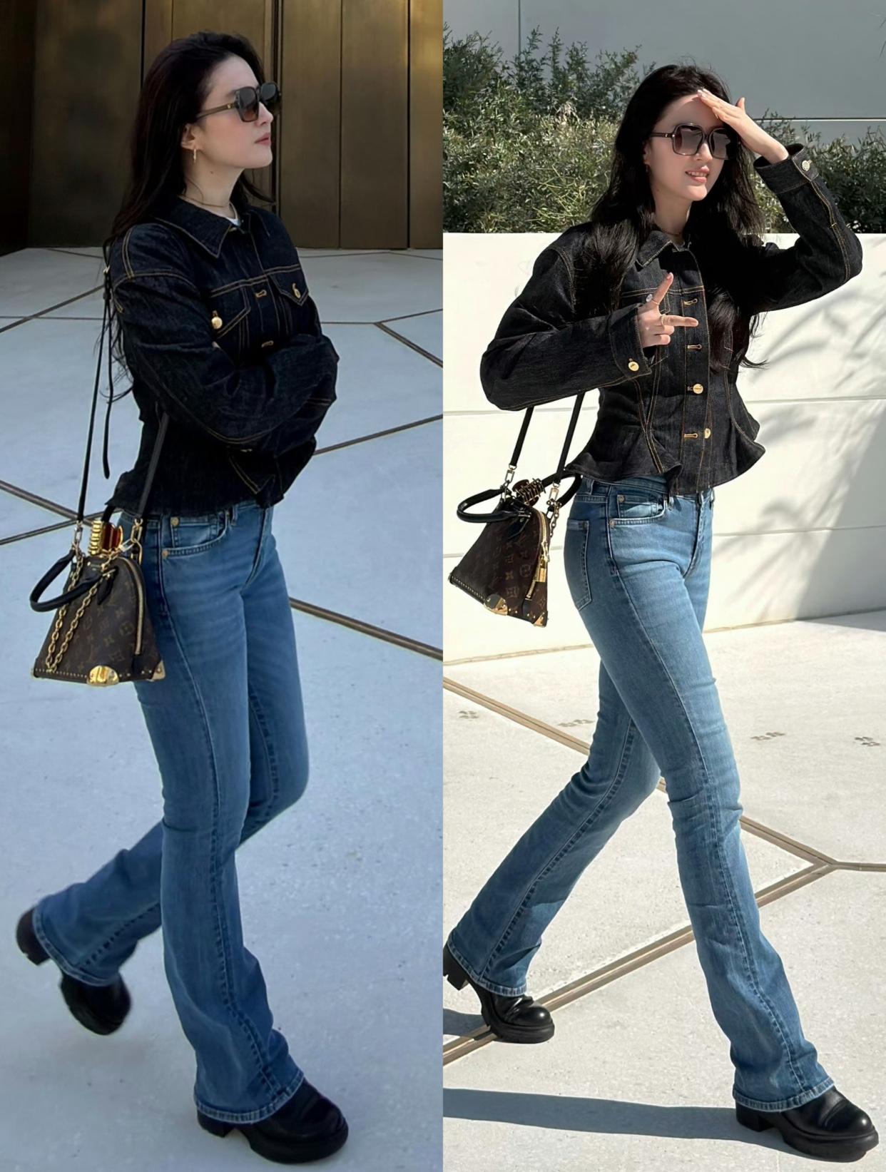 你觉得刘亦菲的腿穿牛仔裤怎么样？她是不是属于梨形身材，大腿比较有肉。腰很细