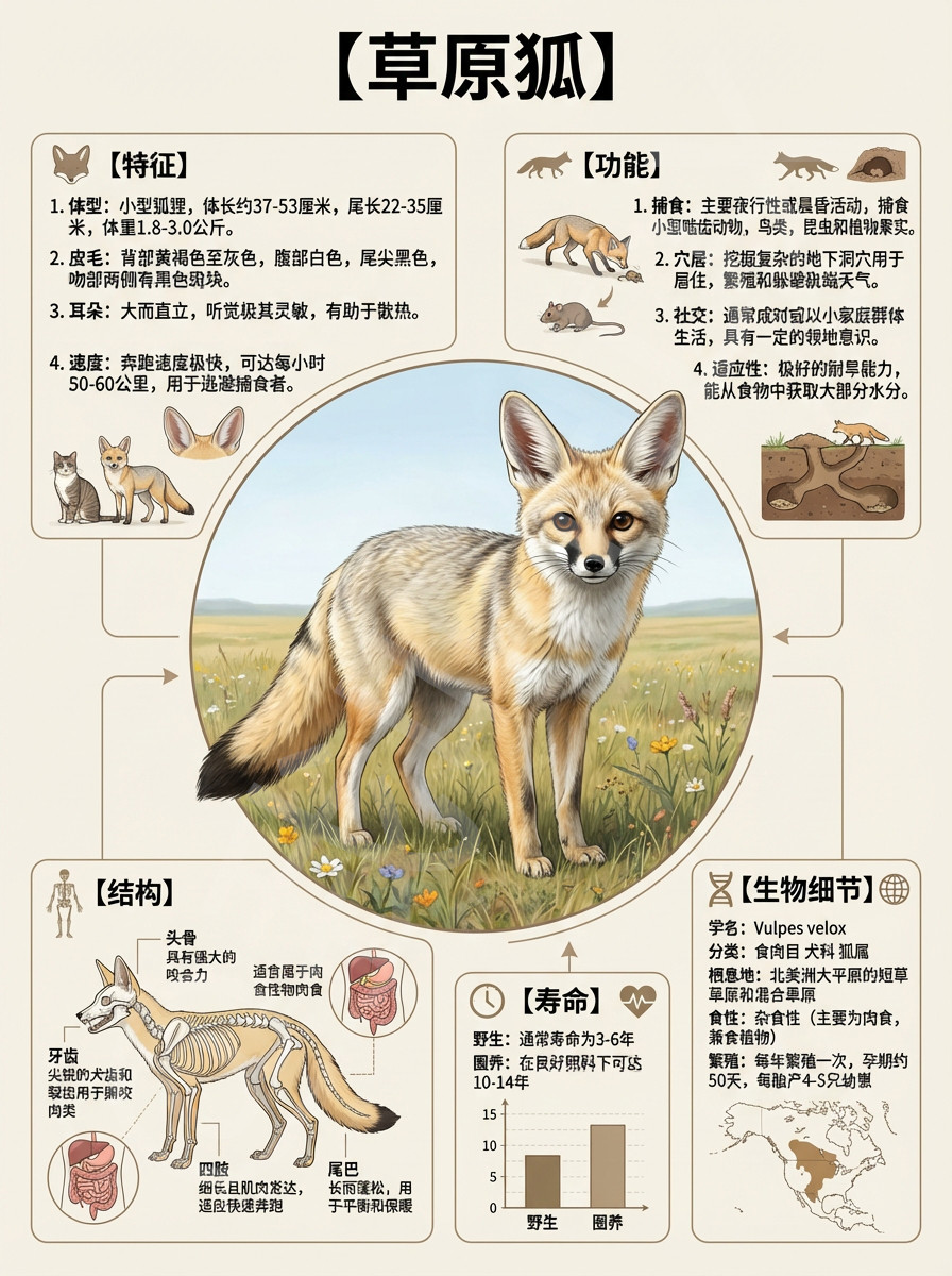 我AI的动物草原上的“精灵小可爱”——草原狐来咯！它身形小巧灵活，一身毛色和草