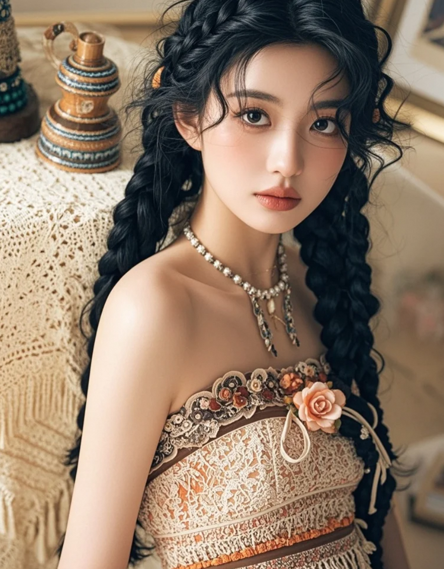 异域风情中的绝美女子，眼神中藏着千年传说
