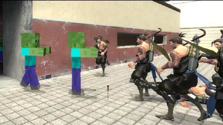 gmod模组大乱斗:10只僵尸VS铁傀儡!我的世界