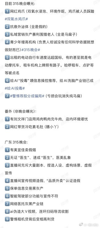 315名单今年315概括：网红带货的网红食品不要买