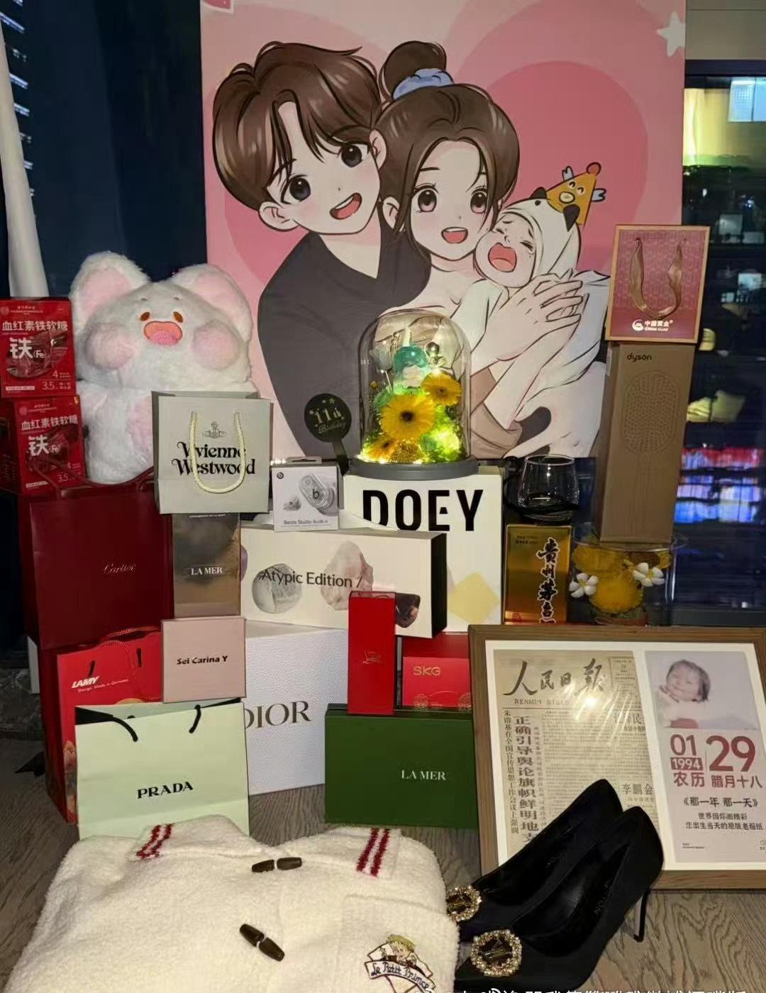 24.8.28生了初初，25.1.17发朋友圈有气血的补品，还在坐月子中九成美曝