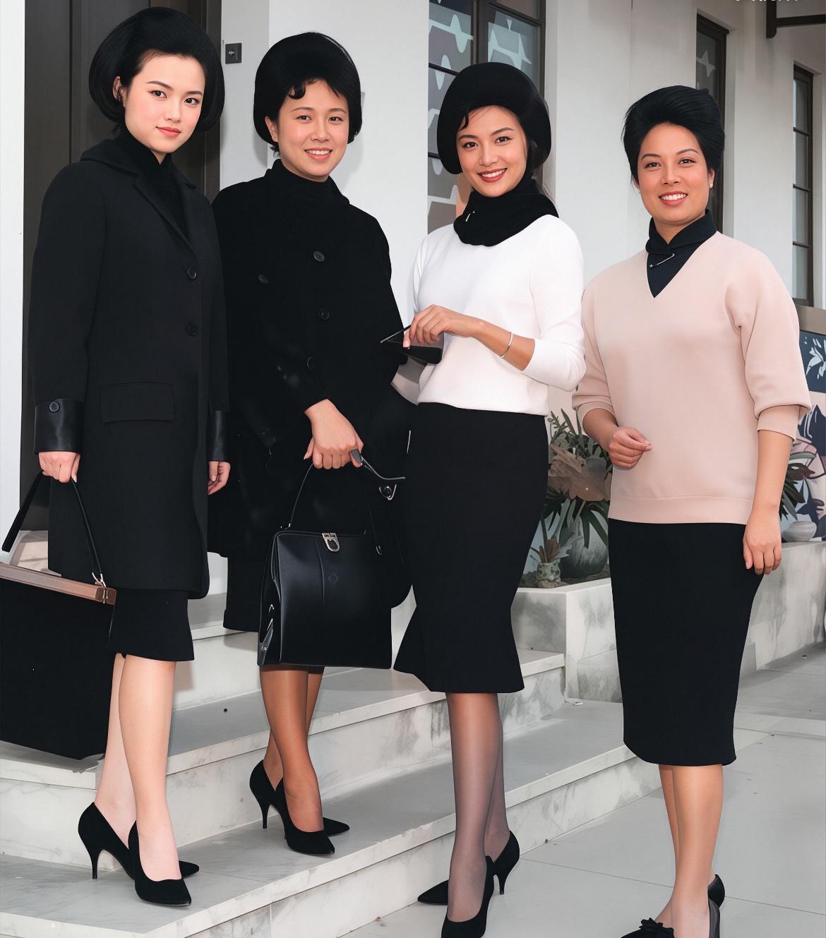 70年代，夏梦等人的合影，她美得实在是无可挑剔，不愧是绝世美人