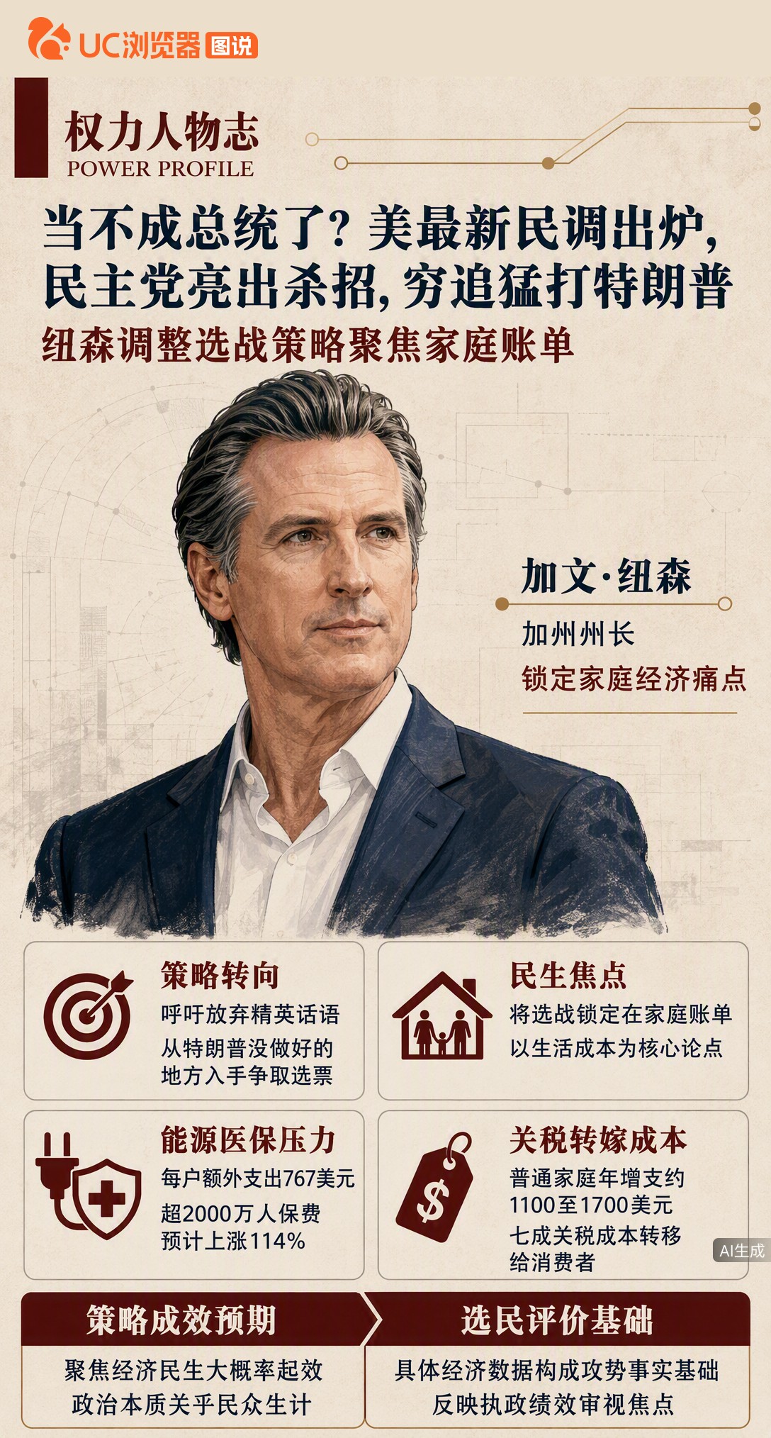 46%选民视特朗普为共和党中期选举拖累，纽森调整策略猛攻家庭账单：油价涨39%、医保或翻倍、关税转嫁