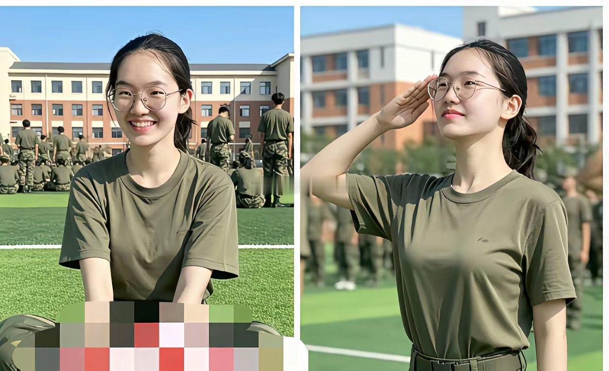 韩雅平已经到清华军训了，这个女孩子长得干净​​​