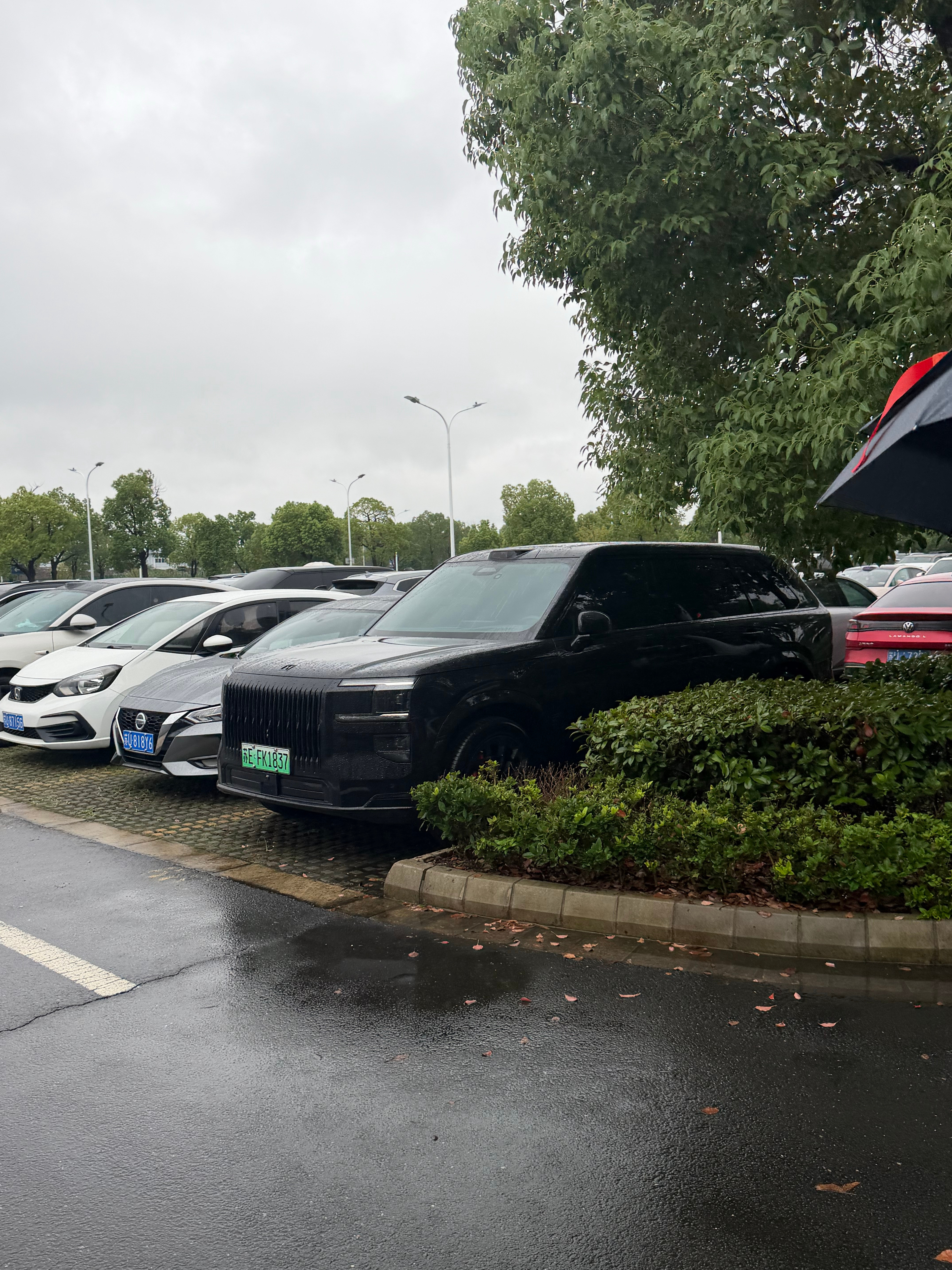 车群中，一眼辨识度的车尊界V800极氪9X曜黑理想Mega，最近这个新轮