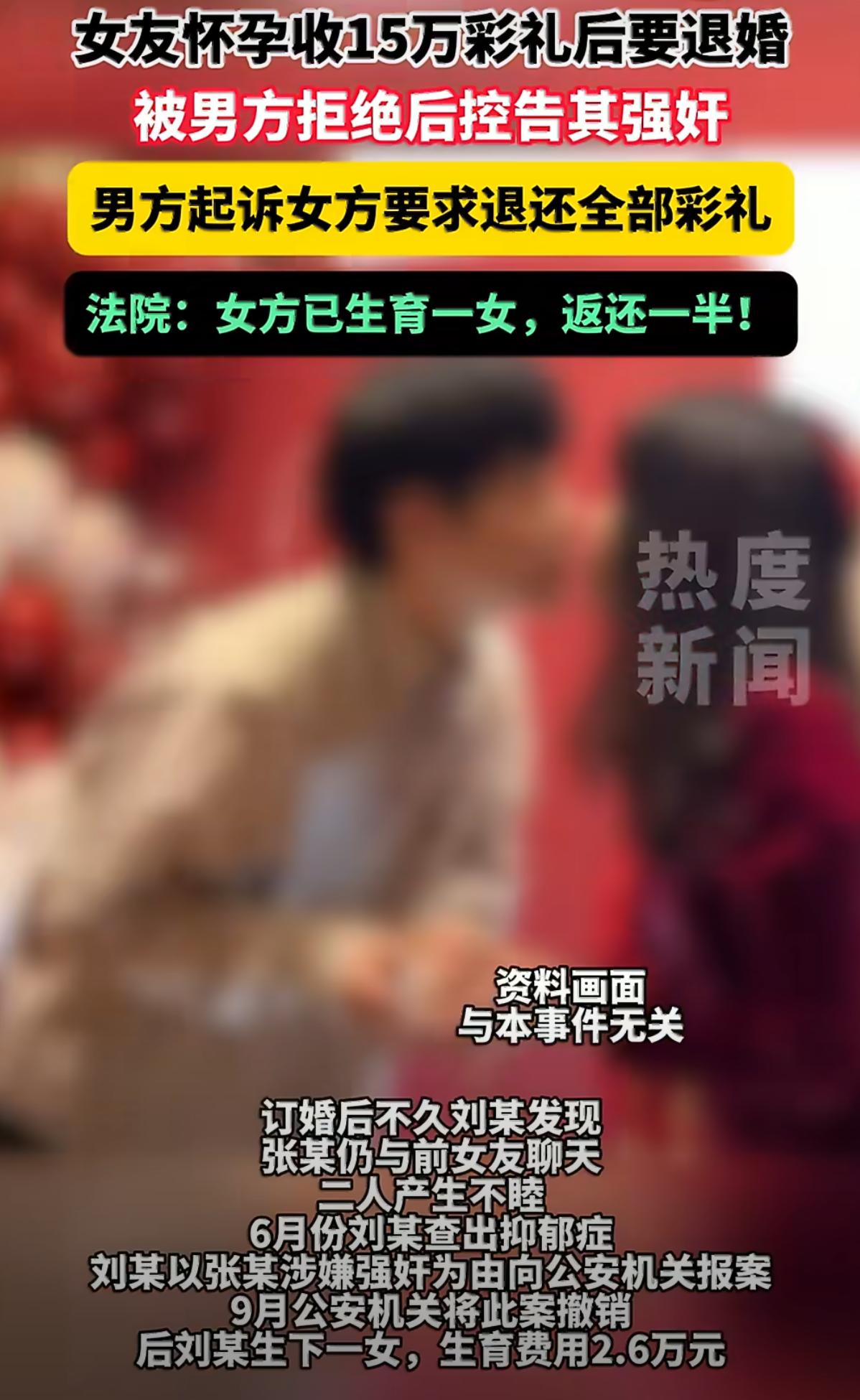 这事儿听着就挺拧巴的。云南宣威一对男女，恋爱三个月女方怀孕，男方给了15万彩礼订