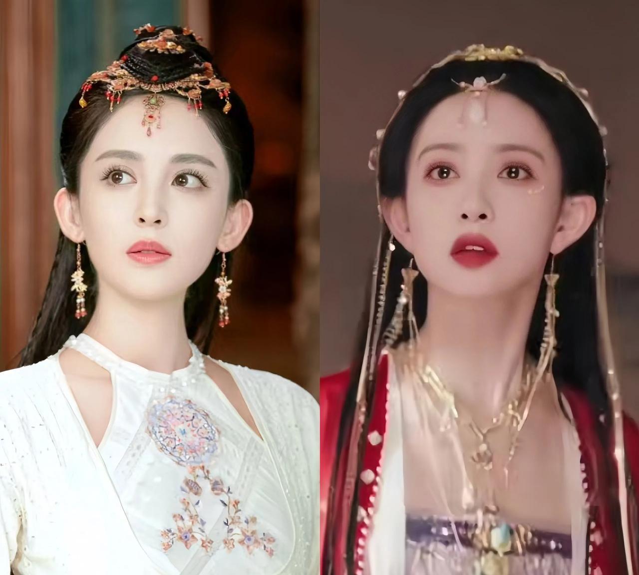 左图是娜扎，右图是孟子义，突然发现孟子义和娜扎长的太像了，像双胞胎一样，虽然都是