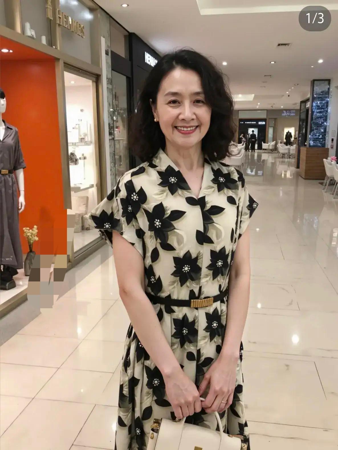 今天我女儿出差给我买的新裙子，你们觉得怎么样？好看吗？闺女买的新裙子“哗