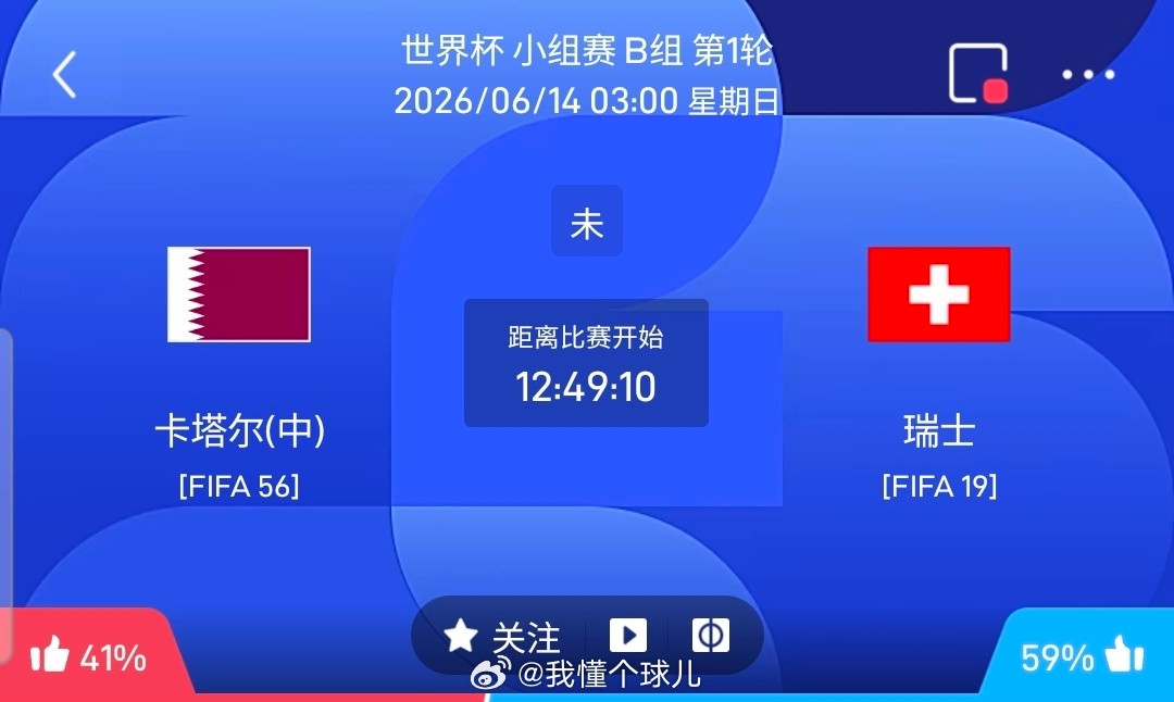 【足球】周六005世界杯方向：卡塔尔vs瑞士世界杯：卡塔尔VS瑞士时间：2026