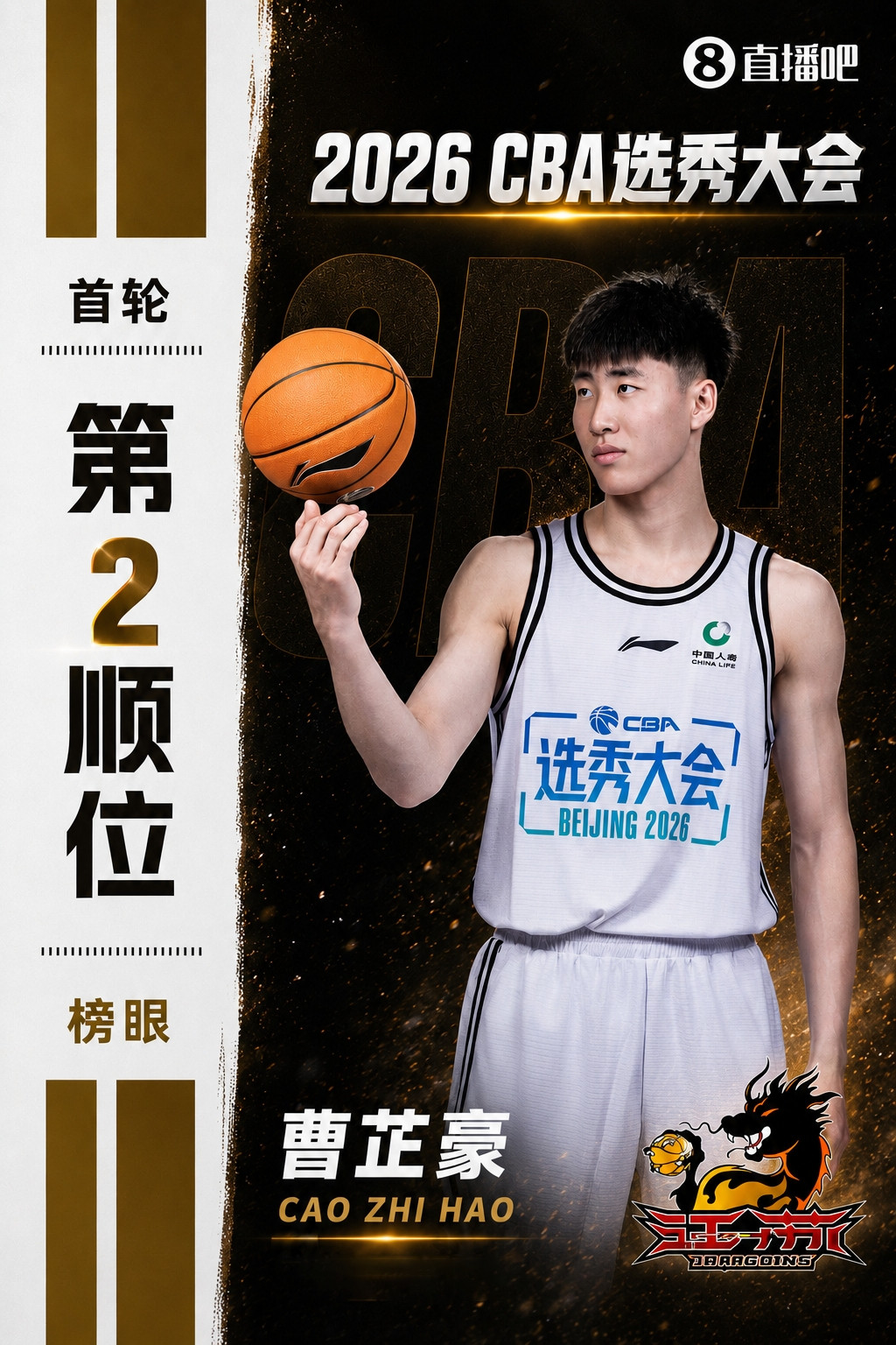 榜眼登科! CBA选秀大会: 江苏用榜眼签选中曹芷豪 新科FMVP!