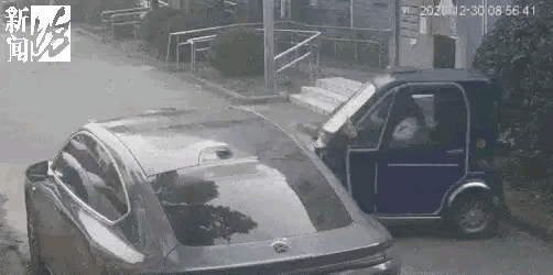 上海，男子正在家休息，突然收到自己爱车的报警，赶紧跑下楼查看，发现自己刚买了一年