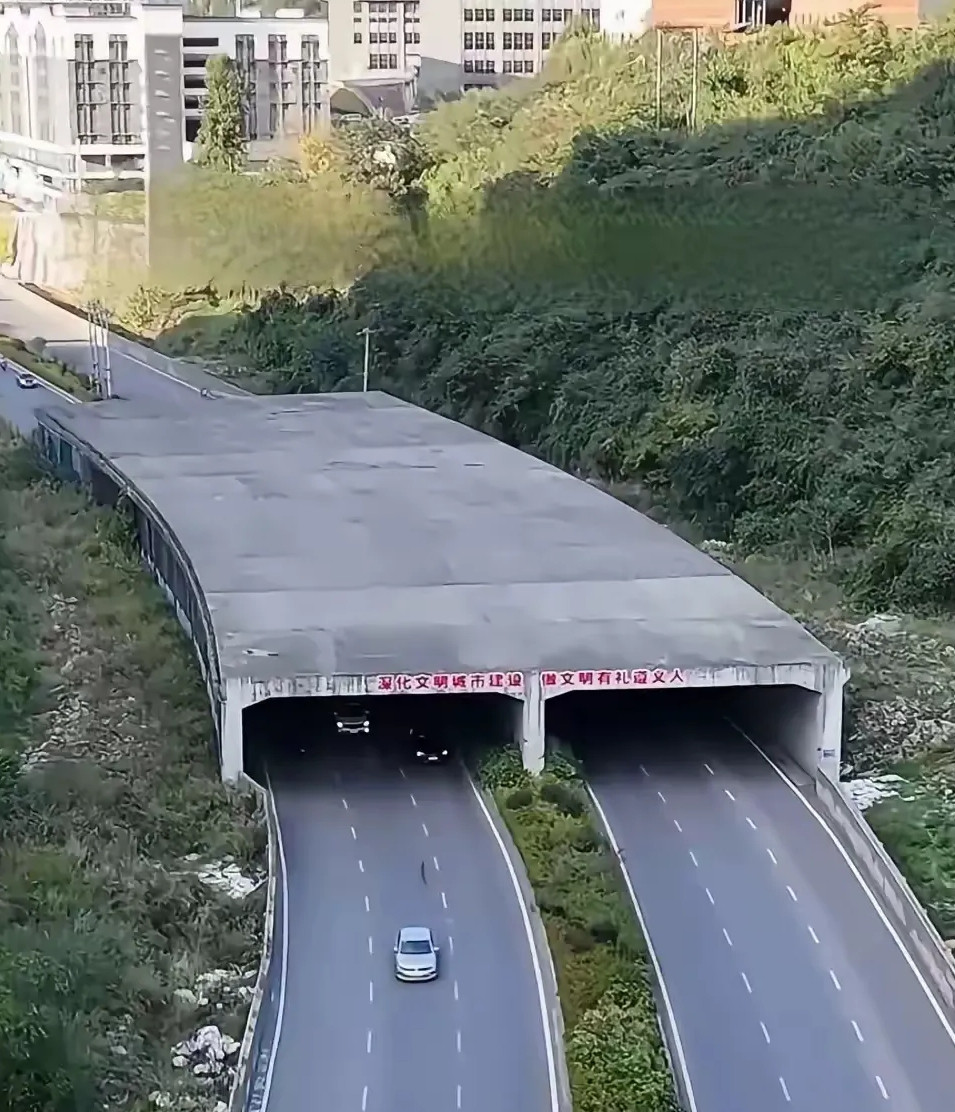 这怎么还修了个隧道？上面也没山啊！
