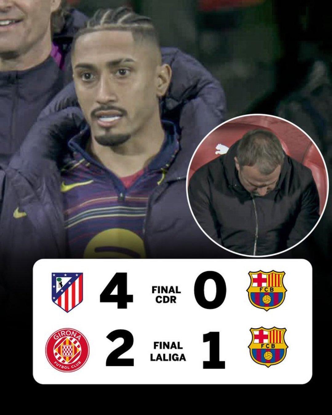 西甲第24轮，巴萨客场1-2不敌赫罗纳，遭遇两连败，库巴西首开纪录，但遭遇对方逆