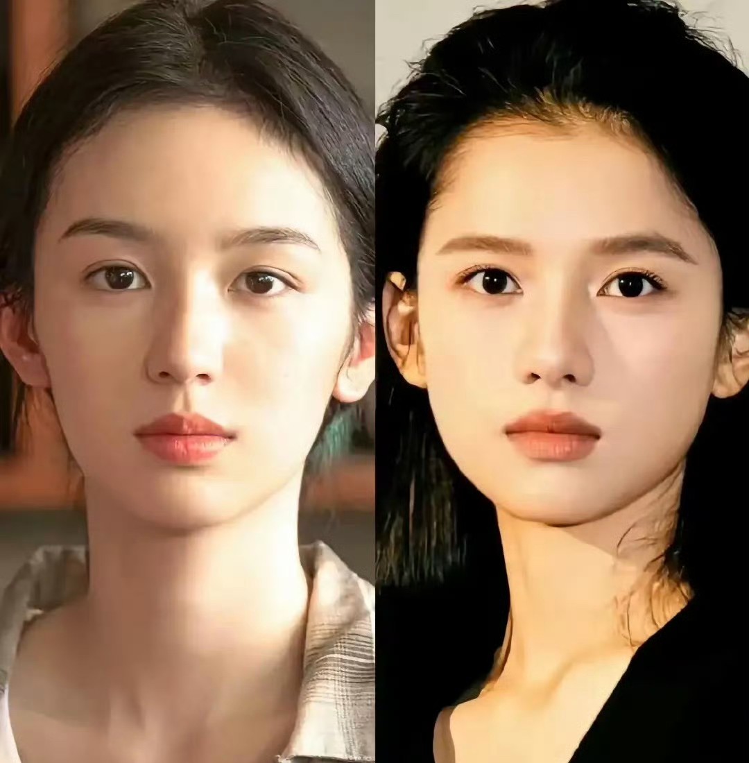 周也和张婧仪，真是同脸不同命要说都是很完美的电影脸周也背后李冰冰，张婧仪背后