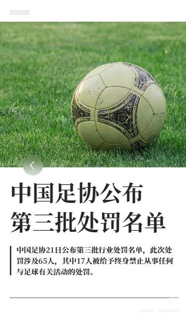 中国足协公布第三批处罚名单继2024年9月、2026年1月后，中国足协21日公