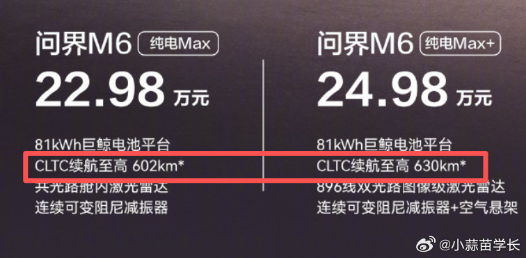 关于问界M6新版本，有一个问题比较好奇，为啥同样是81度电，896线激光雷达的M