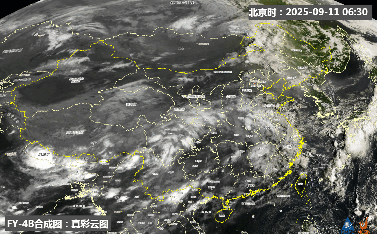 【强对流】从今天上午云图可见，四川盆地到黄淮一带的低涡切变线云系，另外内蒙古一带