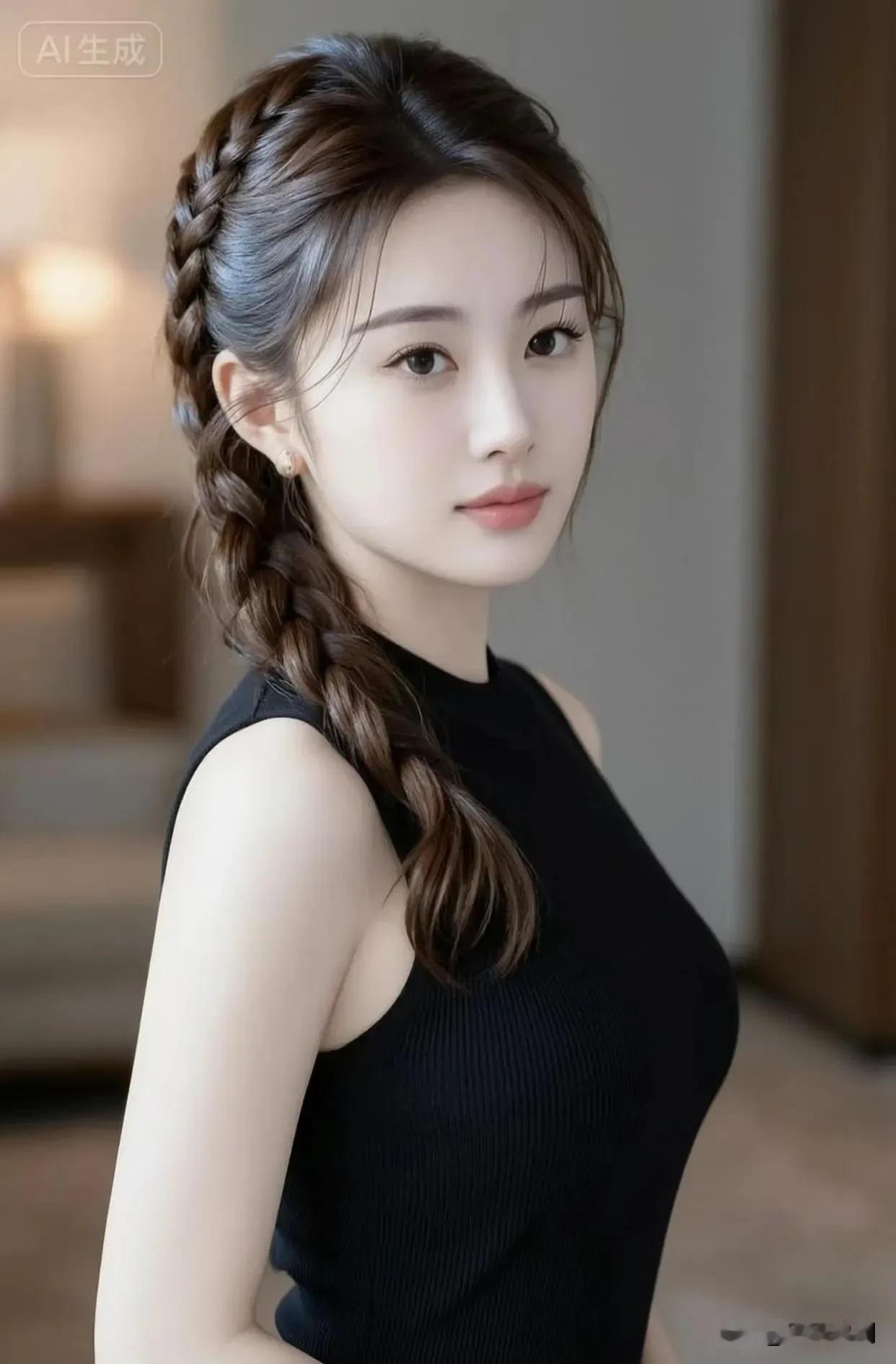 编一束长发，守一份从容美女穿搭照本图为一个美女穿搭展示美女
