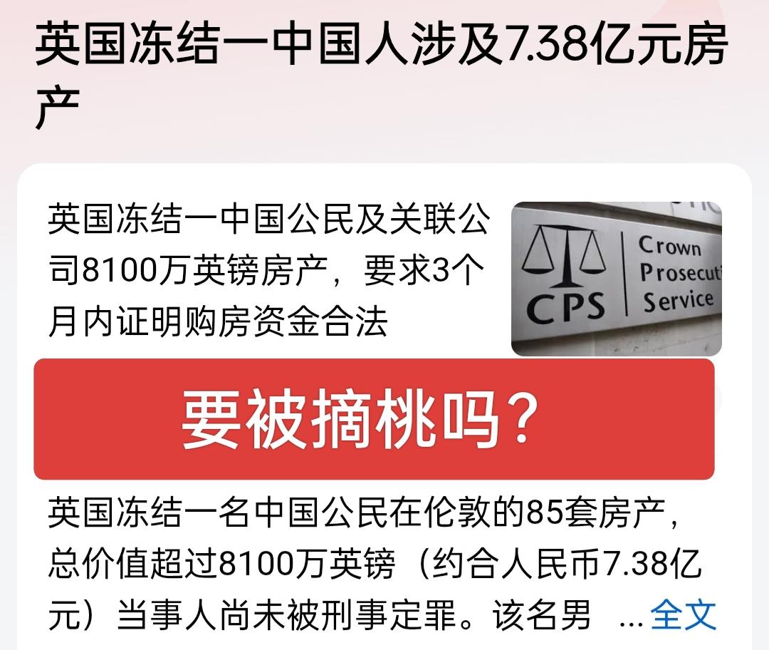 7.38亿！中国在逃嫌犯伦敦85套房被英冻结，黄金护照也藏不住非法资金！英国