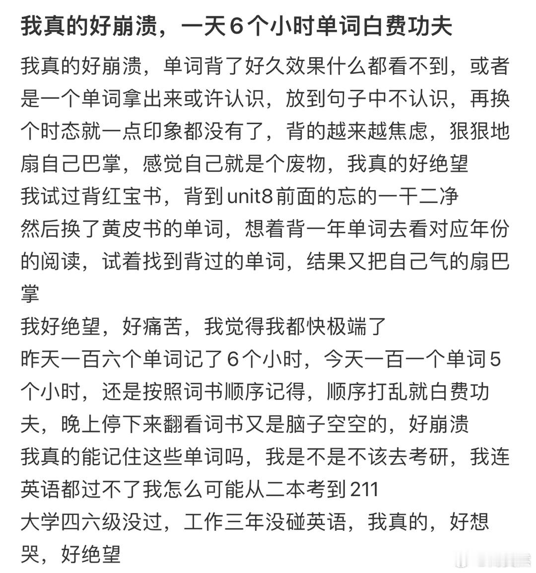 我真的好崩溃，一天6个小时单词白费功夫